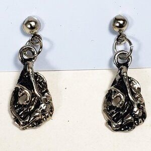 Women's Stunning Polished Silver tone & Black Drop Dangle Earrings, 1-inch